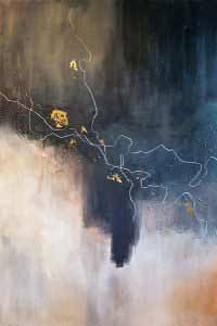 Christine Olmstead, Unto Ashes. Acrylic on canvas, 6′ x 4′