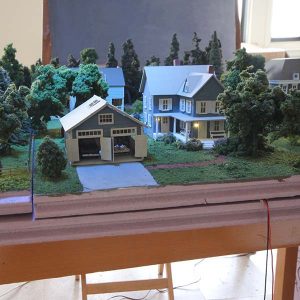 The miniature model for Amy Bennett’s painting Crashing.