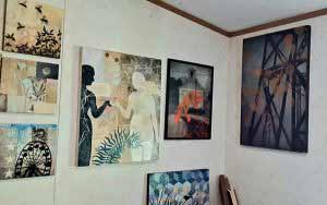 Maya Kuvaja’s artwork lines the walls in her home studio