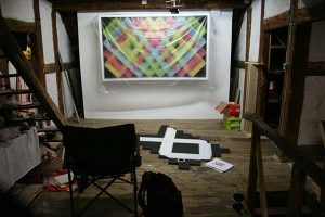 Manuel Knapp’s work with yarn in his studio