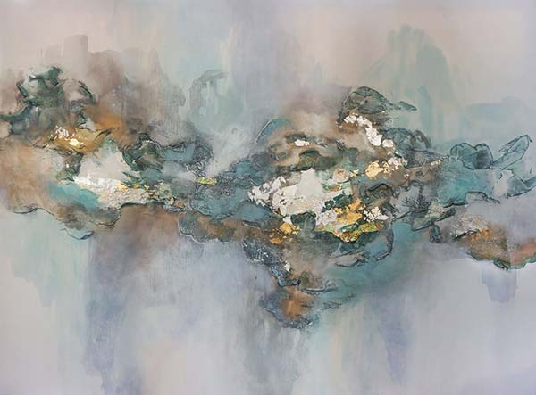 An example of Synesthesia in Painting: mixed media by Christine Olmstead