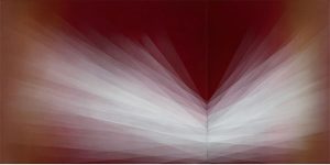 A red and white oil painting looks like refracted light