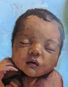 A portrait of a sleeping baby