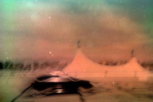 An abstract photograph of the tarmac of an airport