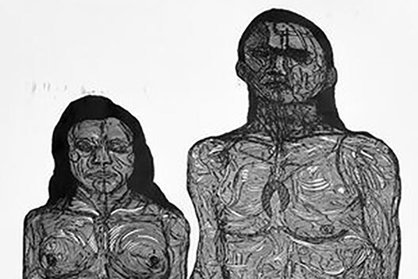 Jacoub Reyes creates allegorical woodcut prints based on the acculturation of the Caribbean and the world at large.