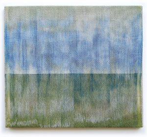 Still Waters handwoven with linen and hand-dyed cotton 30'' x 32'' BY Jessie Bloom