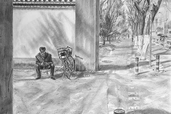 The Discussion by Kyle Baker graphite on paper drawing by Kyle Baker