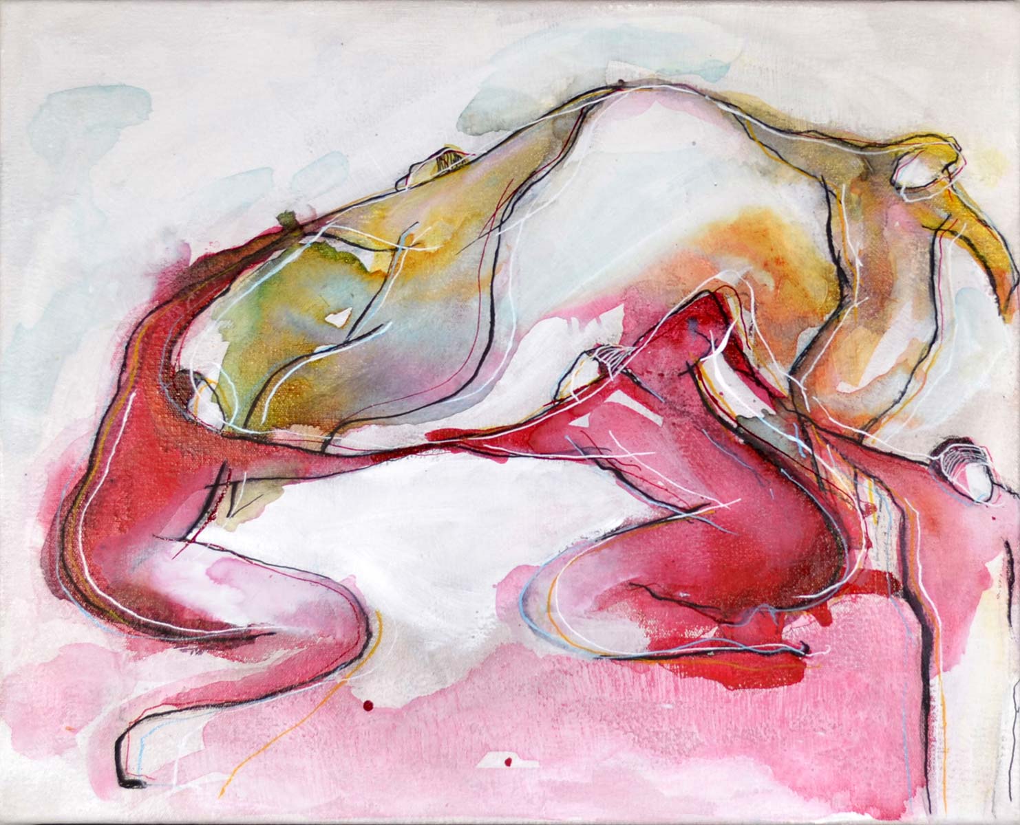 Ganggangsullae 3 ink and high fluid acrylic on canvas 16'' x 20'' By Youngheui Lee Lim