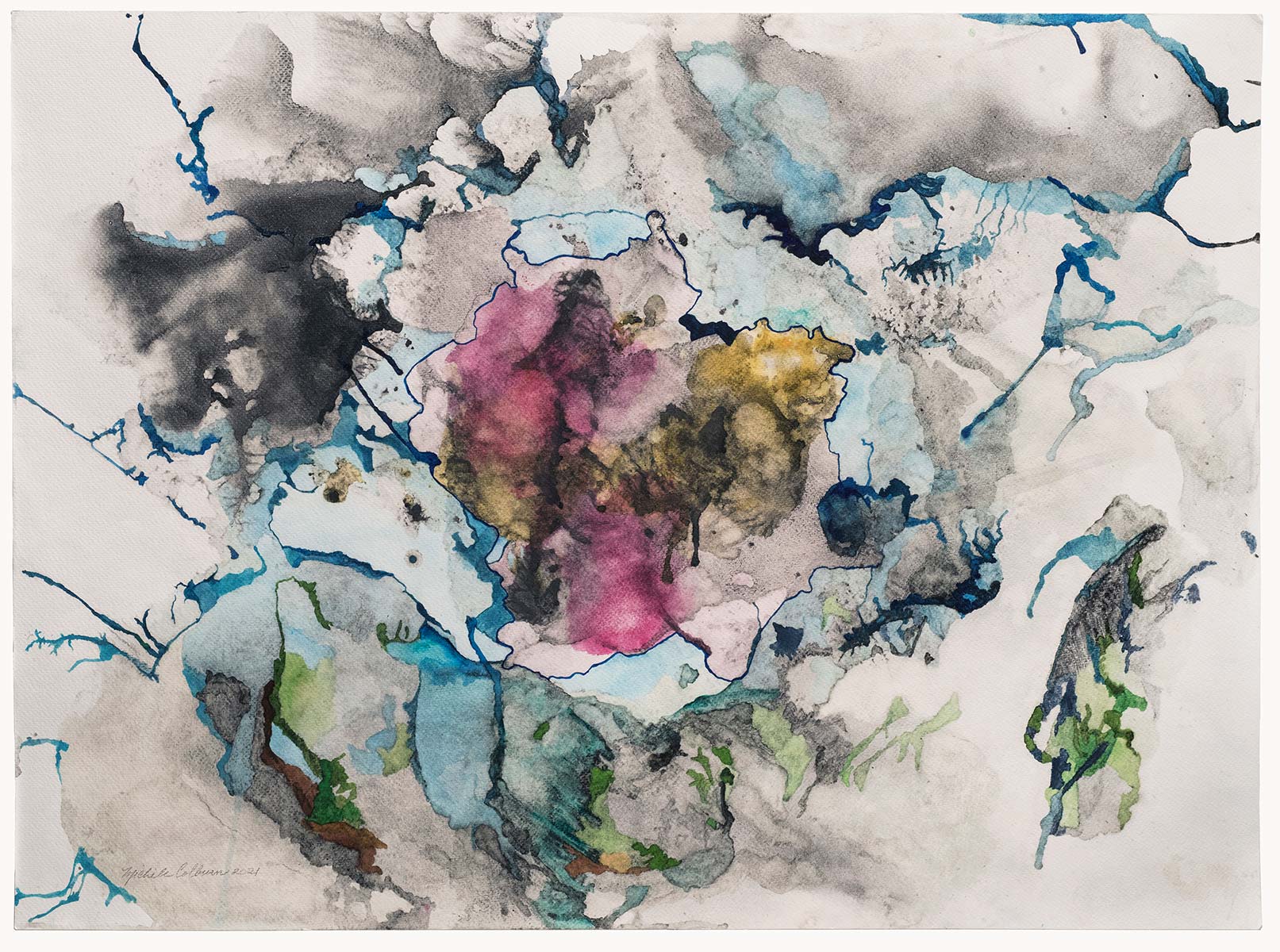 Containment gunpowder and watercolors on Arches 22'' x 36'' By Michele Colburn Containment gunpowder and watercolors on Arches 22'' x 36'' By Michele Colburn